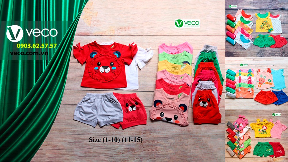 Xưởng may quần áo trẻ em xuất khẩu giá sỉ Veco-Quần áo trẻ em Xuân Hè 2019 cho bé gái